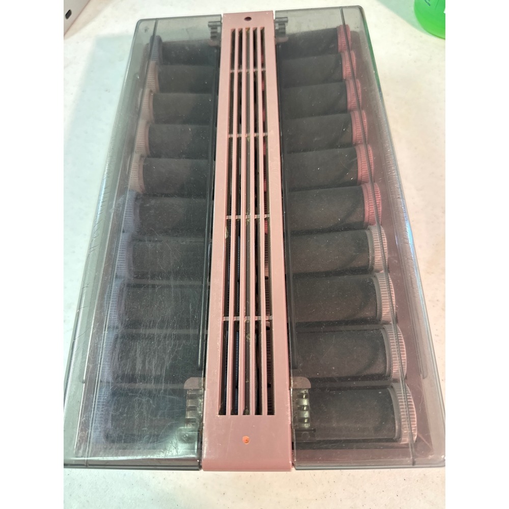 Vidal Sassoon VS370 Hairsetter Electric Hot Rollers Flocked Pink Grey 20 Rollers